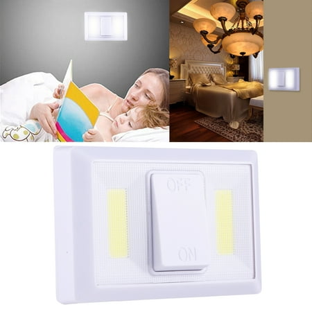 Switched Double Wall Light - AMZER Cordless 6W White Light Double on Side by Side COB LED Wall Light Switch Night Light Lamp