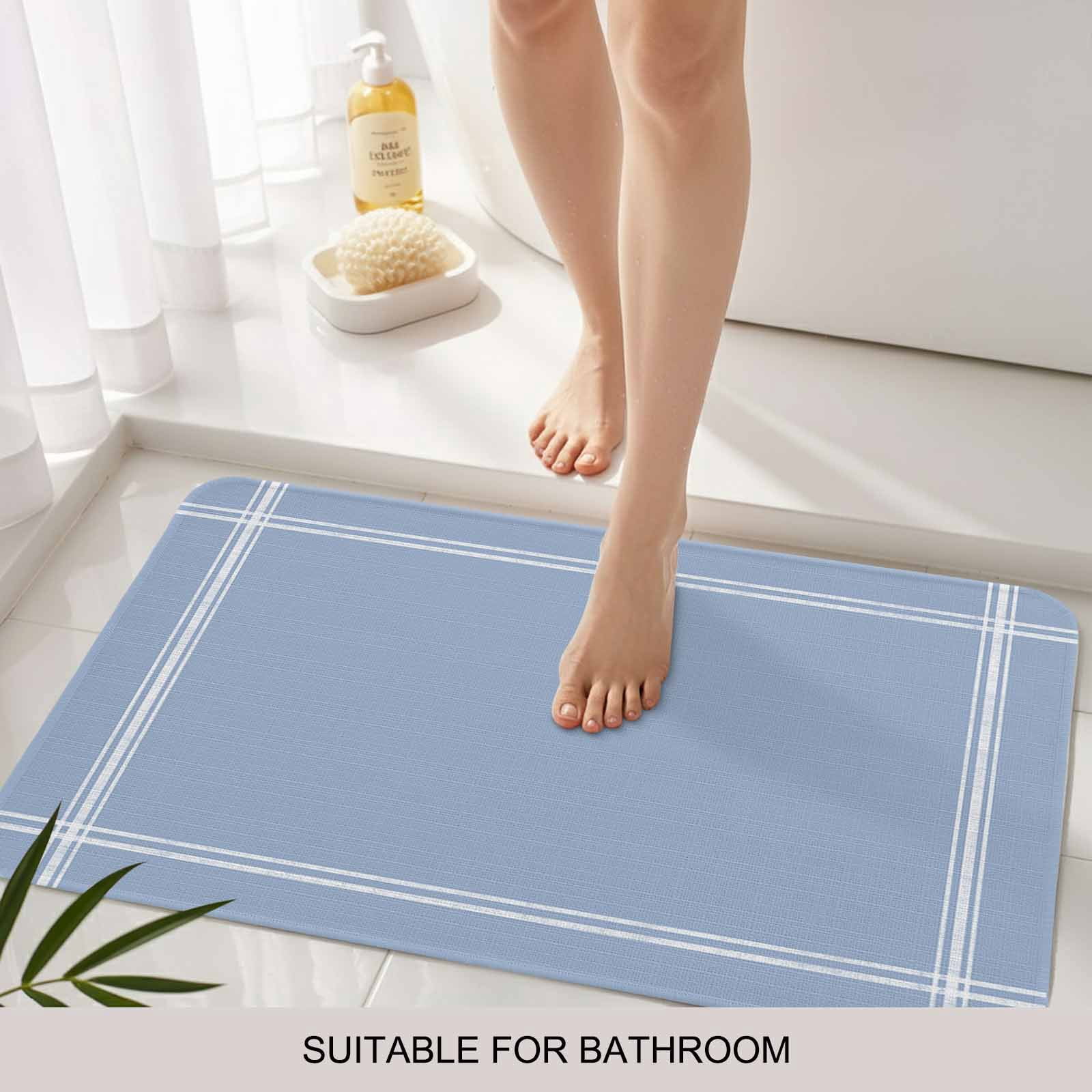 Pure Light Blue Doormat Outdoor Entrance 24"x36", Simple Solid Color Absorb Moisture Dirt Door Mats, Non-Slip Rubber Backing Floor Mats Indoor, Low-Profile Front Door Rugs