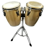 Zenison Latin Percussion Conga Drums and Stand 9 & 10 inch Heads Natural Wood
