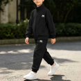 thumbnail image 6 of oelaio Boys Sweatsuit Set Fall Winter Tracksuits 2 Piece Zip Up Hoodie and Jogger Sweatpants Youth Kids Activewear Sets with Pockets Black 14-15 Years, 6 of 9