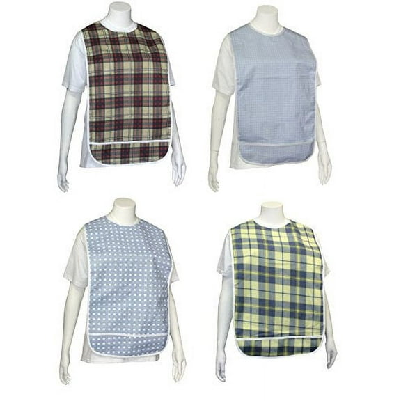 Adult Vinyl Adult Bibs with Crumb Catcher - Premium Bib (4 Pack)