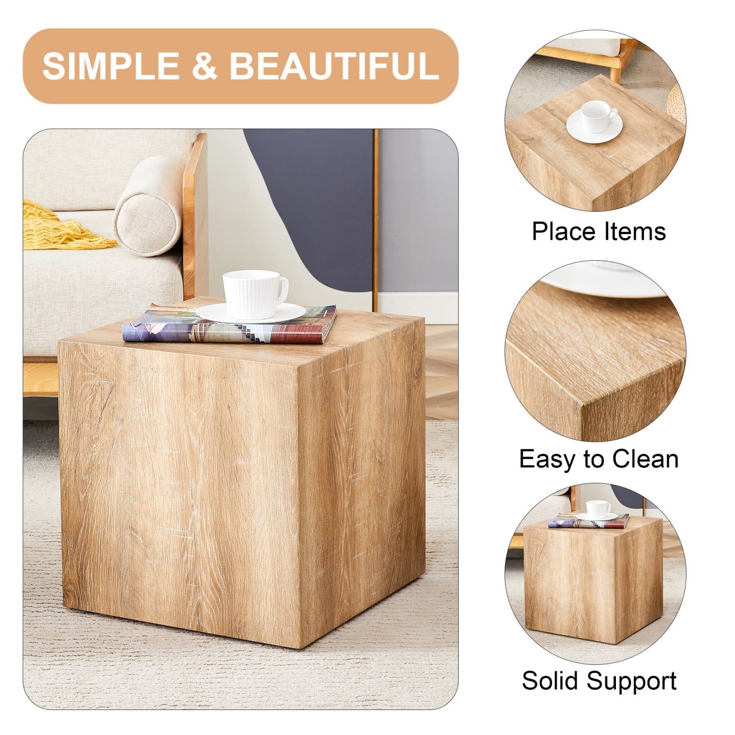 Modern MDF Coffee Table with Natural Wood Texture