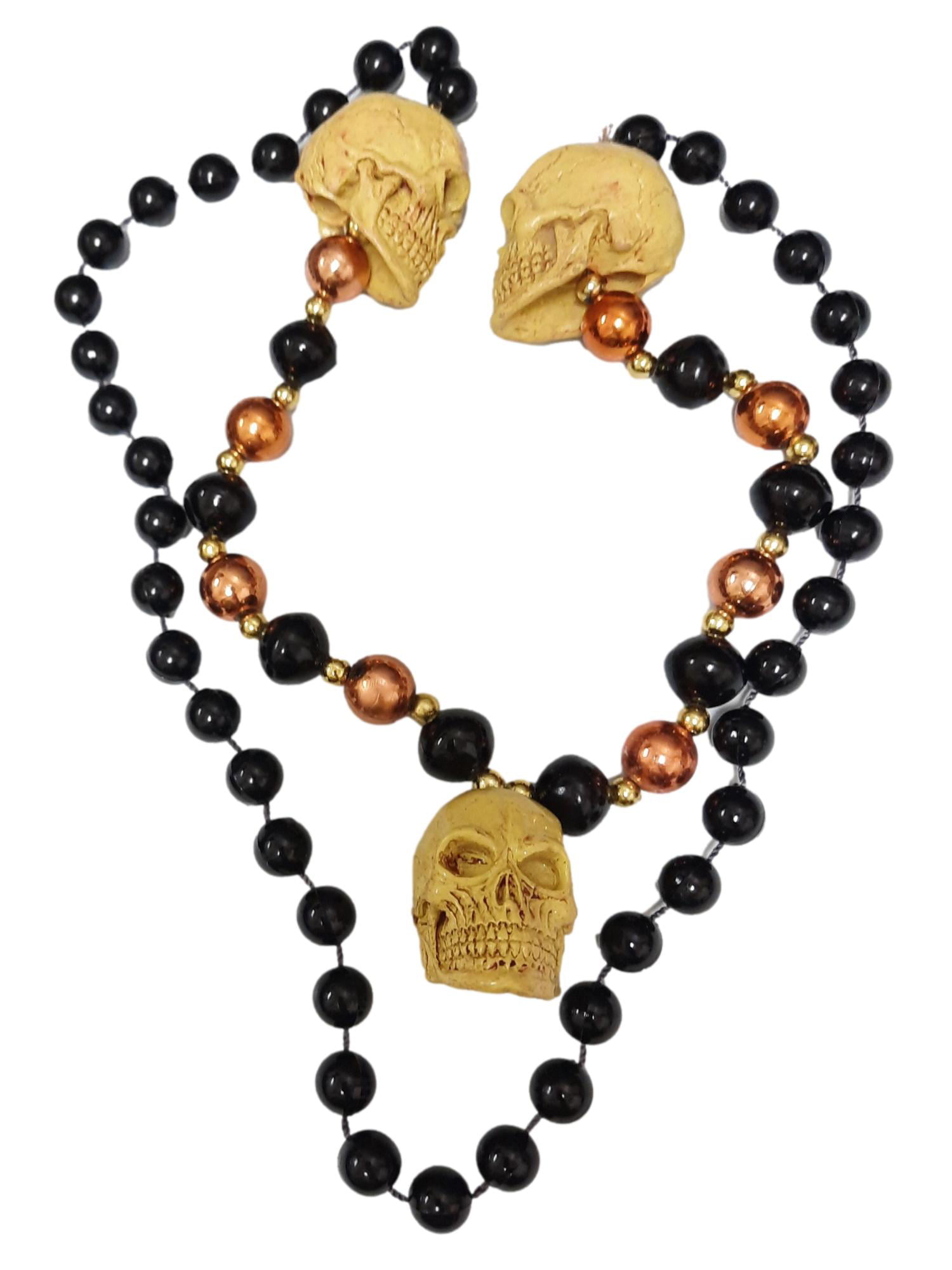 Three Mardi Gras Beads Pirates Skulls