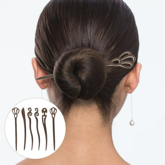 Milisten 6 Pcs Pins Hair Sandalwood Hairpin Carved Sticks Retro Accessories Women's