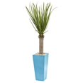thumbnail image 1 of Arbre Artificiel de 4 Pieds de Yucca dans une Jardinière Turquoise, 1 of 1
