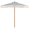 thumbnail image 1 of Costway 7FT Patio Umbrella with Fringe Sun-Protective Polyester Canopy, Cute Beach Umbrella Blue + White + Natural, 1 of 10
