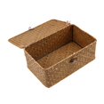 thumbnail image 2 of Handmade Storage Basket Woven Sundries Toys Organizer Cosmetic Book Container Seaweed Storage Box with Button Lid Desktop, 2 of 6
