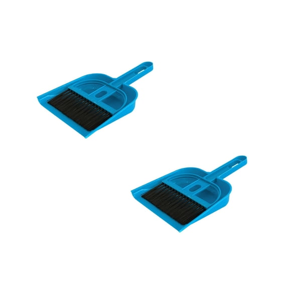 Mini Desktop Dustpan and Brush Set, Small Cleaning Tool for Desk, Car, Pet Cage, and Computer Keyboard, Plastic Handheld Sweeper, Blue