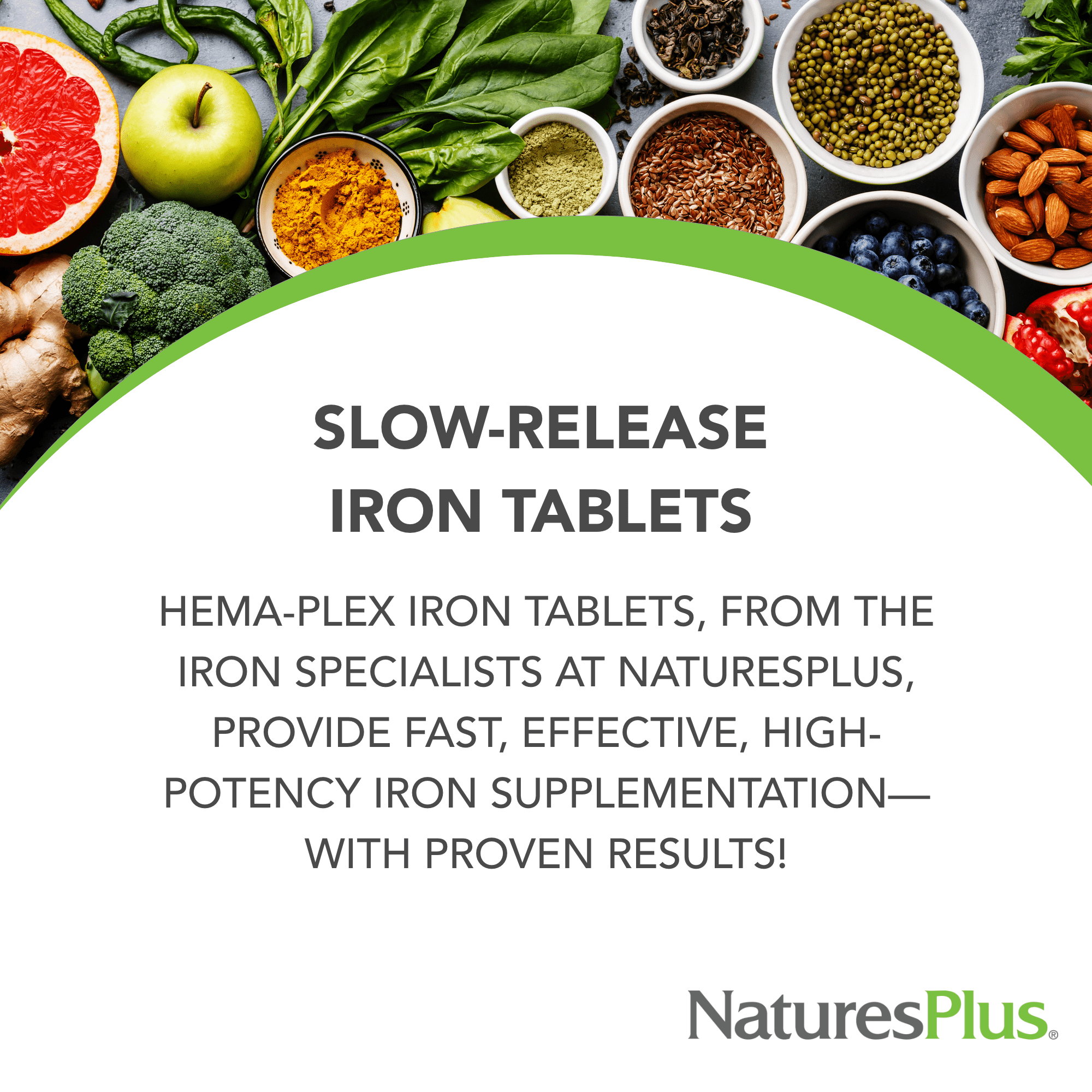 NaturesPlus Hema-Plex Iron - 30 Slow-Release Tablets - 30 Servings