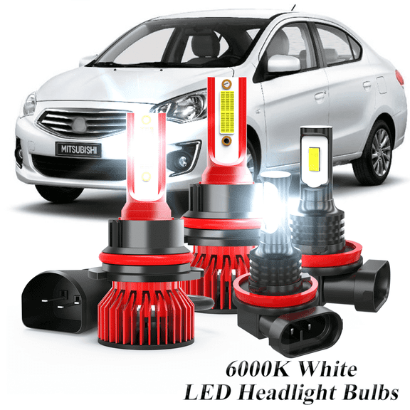 Fit for Mitsubishi Mirage G4 2017-2020 LED Headlight Combo High-Low Beam   Foglight Bulbs Pack of 4