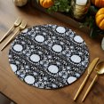 thumbnail image 2 of Fall Abstract Round Braided Placemats Set of 4, Pumpkin Flower Leaves Dot Black Heat Insulation Place Mats Washable Non-Slip Table Mats for Kitchen Dining Party, 13 Inches, 2 of 9