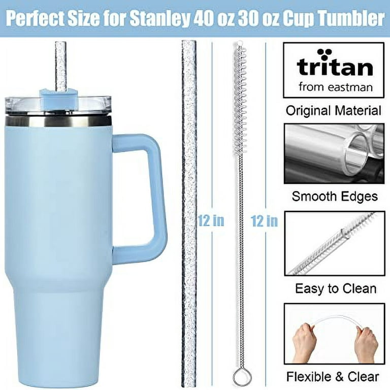 ALINK 10 Pack Black Replacement Straws for Stanley 40 oz 30 oz Tumbler, 12  in Long Reusable Plastic Glitter Straws for Stanley Cup Accessories, Half