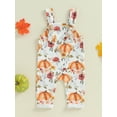 thumbnail image 2 of FEORJGP Toddler Baby Boys Girls Halloween Overalls 0 3M 6M 12M 18M Infant Sleeveless Rompers Cute Pumpkin/Ghost Print Full Length Suspender Jumpsuits y Girl Fashion Casual Cute Comfy Clothes, 2 of 6