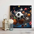 thumbnail image 2 of Wall Art Prints, Sports Framed Canvas Prints for Bedroom Living Room Bathroom Office, Football Basketball Baseball Ball Games Gallery Wrap Wall Art Poster for Gifts Home Decor 8"x8", 2 of 9