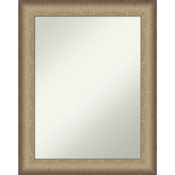 Elegant Brushed Bronze Non-Beveled Wood Bathroom Wall Mirror