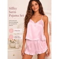 thumbnail image 3 of DAKIMOE Silk Stain Pajamas Set for Women 2 Piece Pjs Sets Adjustable Cami Top and Shorts with Ruffle Nightwear, 3 of 7