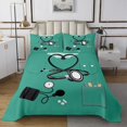 thumbnail image 1 of Erosebridal Cartoon Medical Tool Coverlet Set Queen, Clothes Print Bedding Set, Green, 3pcs, 1 of 5