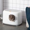 thumbnail image 2 of PawHut Cat Litter Box, Open Top Kitty Litter Pan w/ Anti-Sand Tunnel, White, 2 of 10