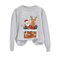 thumbnail image 4 of larppty Christmas Sweatshirts for Women Santa Claus Reindeer Gifts Graphic Crewneck Pullover Xmas Holiday Top for Party （Light Gray, XL）, 4 of 6