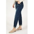 thumbnail image 2 of Grace in LA Jeans Women's Dark Wash Cuff Boyfriend Stretch Jeans (25), 2 of 4