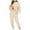 Beige, variant on AGWOLF Women's 2 Piece Sweatsuits Sets Long Sleeve Crewneck Pullover Tops High Waisted Drawstring Sweatpants Matching Sports Suits Fall Outfits