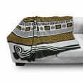 thumbnail image 3 of Greek Key Soft Flannel Fleece Throw Blanket, Neoclassical Borders Composition Meander Pattern and Flowers Waves, Cozy Plush for Indoor and Outdoor Use, 70" x 90", Marigold Black White, by Ambesonne, 3 of 6