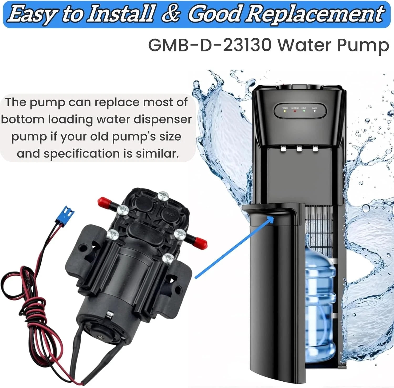 SUGASKET GMB-D-23130 Water Dispenser Water Pump Compatible with Midea 1.2L/Min Energy Efficient Low Noise Solution