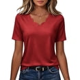thumbnail image 7 of Tqcoqu Womens Summer Tops,V Neck Short Sleeve Shirts Dressy Casual Tunic Blouses Spring Fashion,Red Women's S-XXXL, 7 of 7