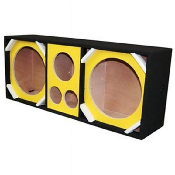 12 in. Brazil Vinyl 2-Tweeters 1-Horn Speaker Enclosure, Yellow