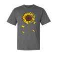 thumbnail image 1 of Wild Bobby,You are My Sunshine Skull and Sunflower, Streetwear, Garment-Dyed Washed Look Short Sleeve T-Shirt, Charcoal, X-Large, 1 of 3
