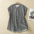 thumbnail image 5 of Women's Linen Tank Tops Sleeveless Striped Button Down Shirts Curved Hem Loose Fit Casual Beach Summer Blouses (XL, Black), 5 of 6
