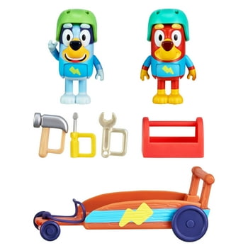 Bluey, Rusty & Bluey's Go-Kart Vehicle and Figures Pack, 2.5-3 inch Figures and Accessories, Preschool, Ages 3+