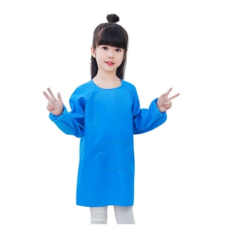 

Girls Shirts Kid Art Smock Solid Color With Pocket Apron for Children Printed Artist Painting Aprons Smocks With Long Sleeve Toddler Long Sleeve Top 4-8 Years