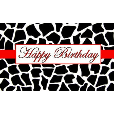 Black & White Giraffe Happy Birthday Elegant Edible Frosting Photo Cake Topper  -