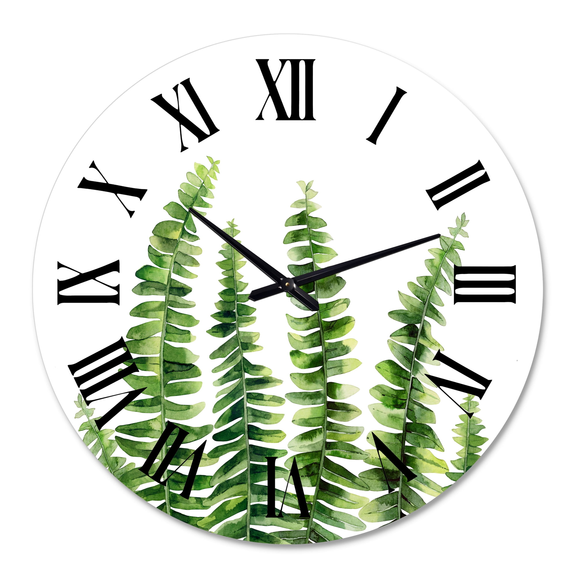 Designart 'Fern Leaves Detail Ii' Farmhouse Wall Clock