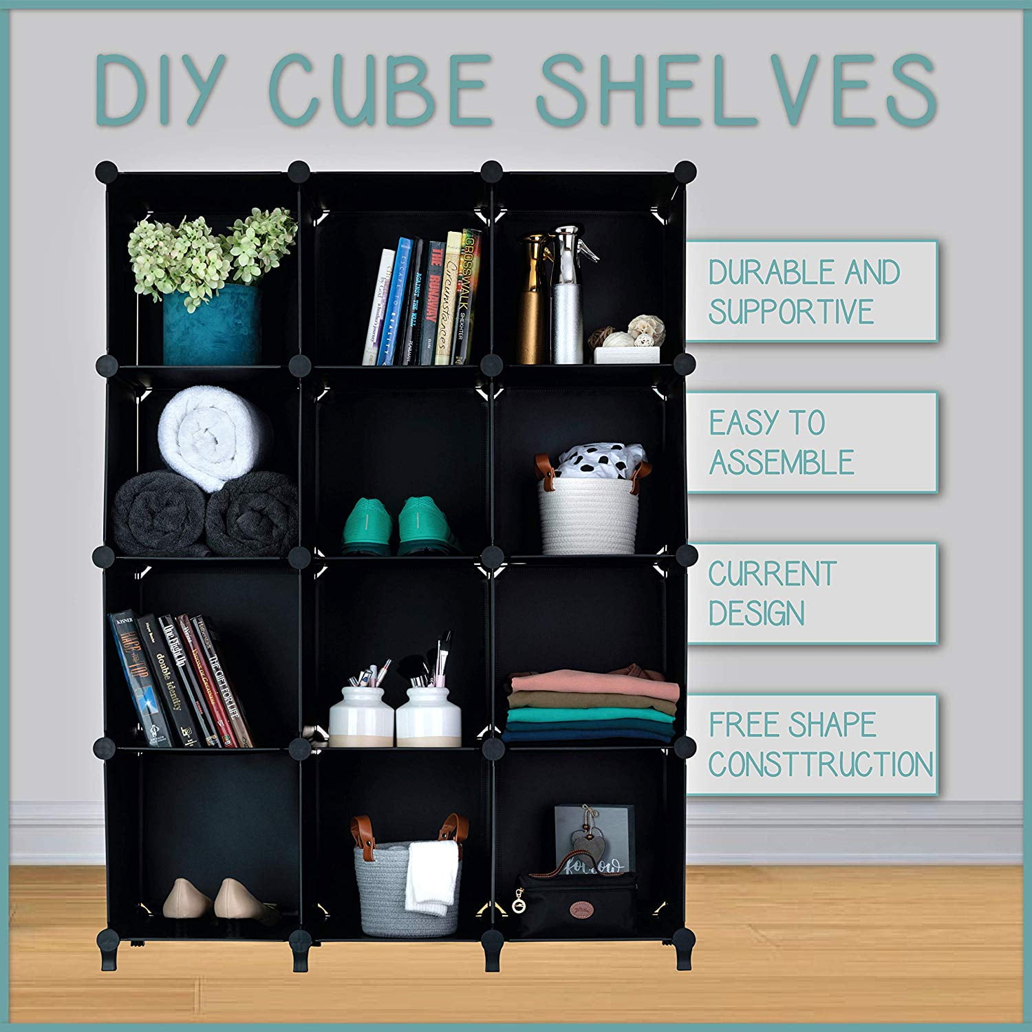 HOMIDEC Closet Organizer, 12-Cube Closet Organizers and Storage, Portable  Shelves, Clothing Storage for Kids, Closet, Bedroom, Bathroom