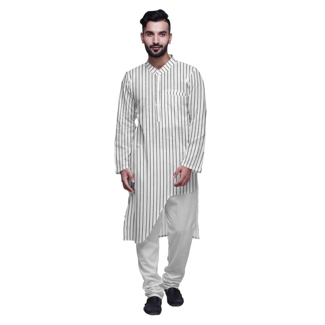 Atasi Kurta Pyjama Asymétrique Décontracté Imprimé pour Hommes Ensemble de Kurta Long de Designer