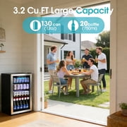Goosiay 130 Can Beverage Refrigerator & Cooler, Mini Bar Drink Refrigerator with Glass Door, Silver