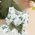 thumbnail image 4 of Staki Newborn Baby Girl Outfits Ruffle Long Sleeve Ribbed Romper Suspender Skirt Overall Dress Fall Clothes Preemie Christmas Outfit Girl(Green,2-3 Years), 4 of 6