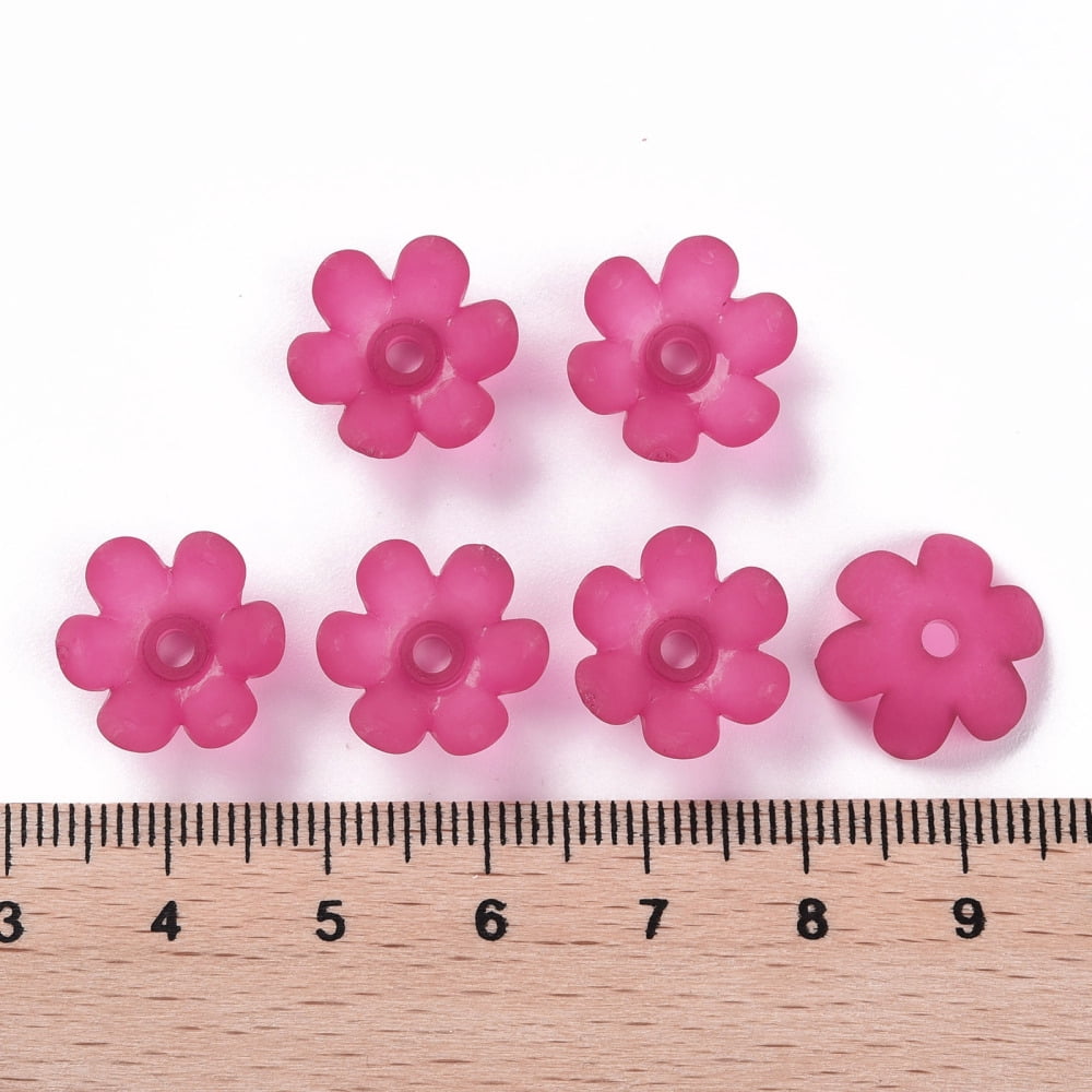 Frosted Acrylic Bead Caps 6-Petal Flower Camellia 14x6mm Hole: 2mm about 1660pcs/500g DIY