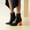 Black, variant on Babysbule Boots for Women Winter Women's Oversized Colorblock Patent Leather Boots with Block Heel Zipper Booties