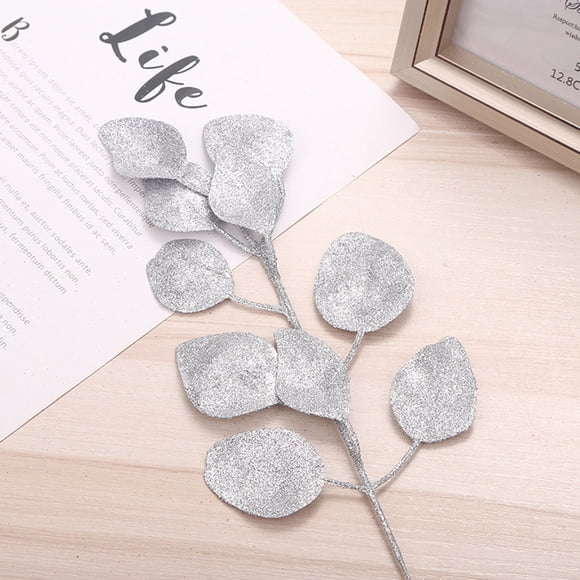 Christmas tree decoration pendant solid leaf simulation plant branch Christmas decoration scene layout silver