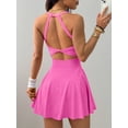 thumbnail image 2 of Tennis Dress with Built in Shorts and Bra Golf Dresses for Women with Shorts Tennis Dress Cut Out Pink L, 2 of 7