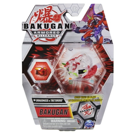 Bakugan, Fused Diamond Dragonoid x Tretorous, 2-inch Tall Armored Alliance Collectible Action Figure and Trading Card