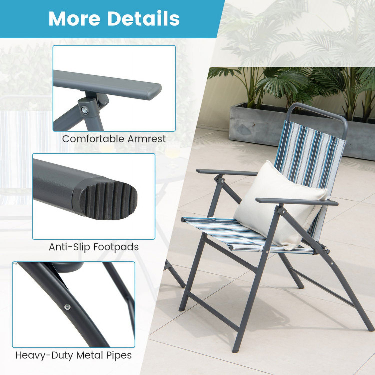 Aimee Lii 3 Pieces Outdoor Folding Chair Set Portable Folding Chair Set, Outdoor Patio Furniture Aimee Lii 3 Pieces Outdoor Folding Chair Set Portable Folding Chair Set, Outdoor Patio Furniture