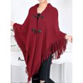 thumbnail image 5 of FOCUSSEXY Womens Shawls Capes Poncho Sweater Batwing Sleeve Poncho Sweater Winter Tops Open Front Blanket Shawls Two Button Split Sweater Poncho Cape, 5 of 7