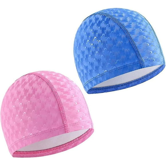 2pcs Swimming Cap Lightweight Swim Hat Comfortable No-slip Swim Cap For Women Men Kids, And Pink Z