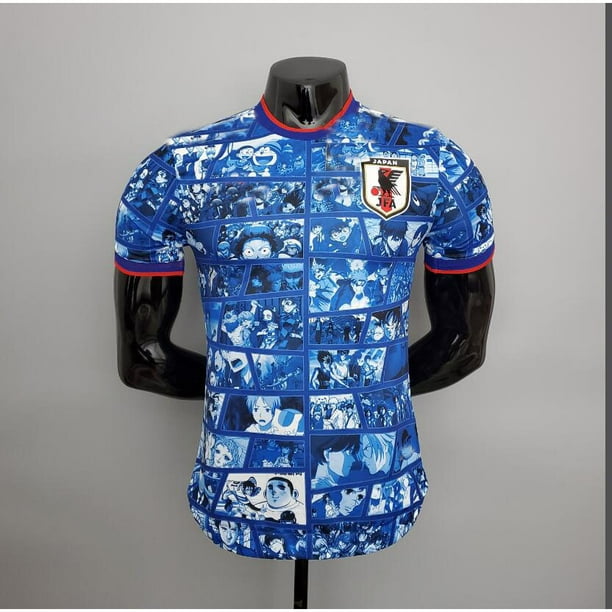 Camiseta De Fútbol 2022 Japón Azul Con Tributo A Todos Los animes Hombres
