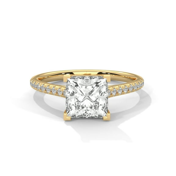 14K Yellow Gold Plated Princess Cut Solitaire Wedding Ring