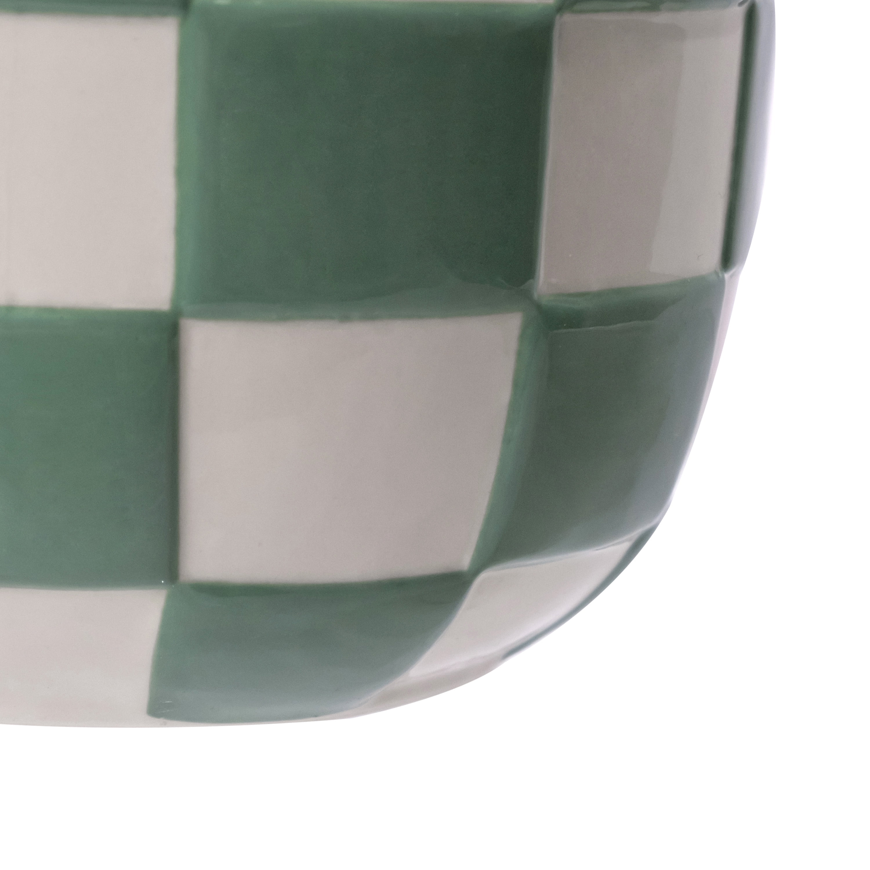 Mainstays Lennon 6" x 6" x 4.5" Round Green Checkered Ceramic Planter